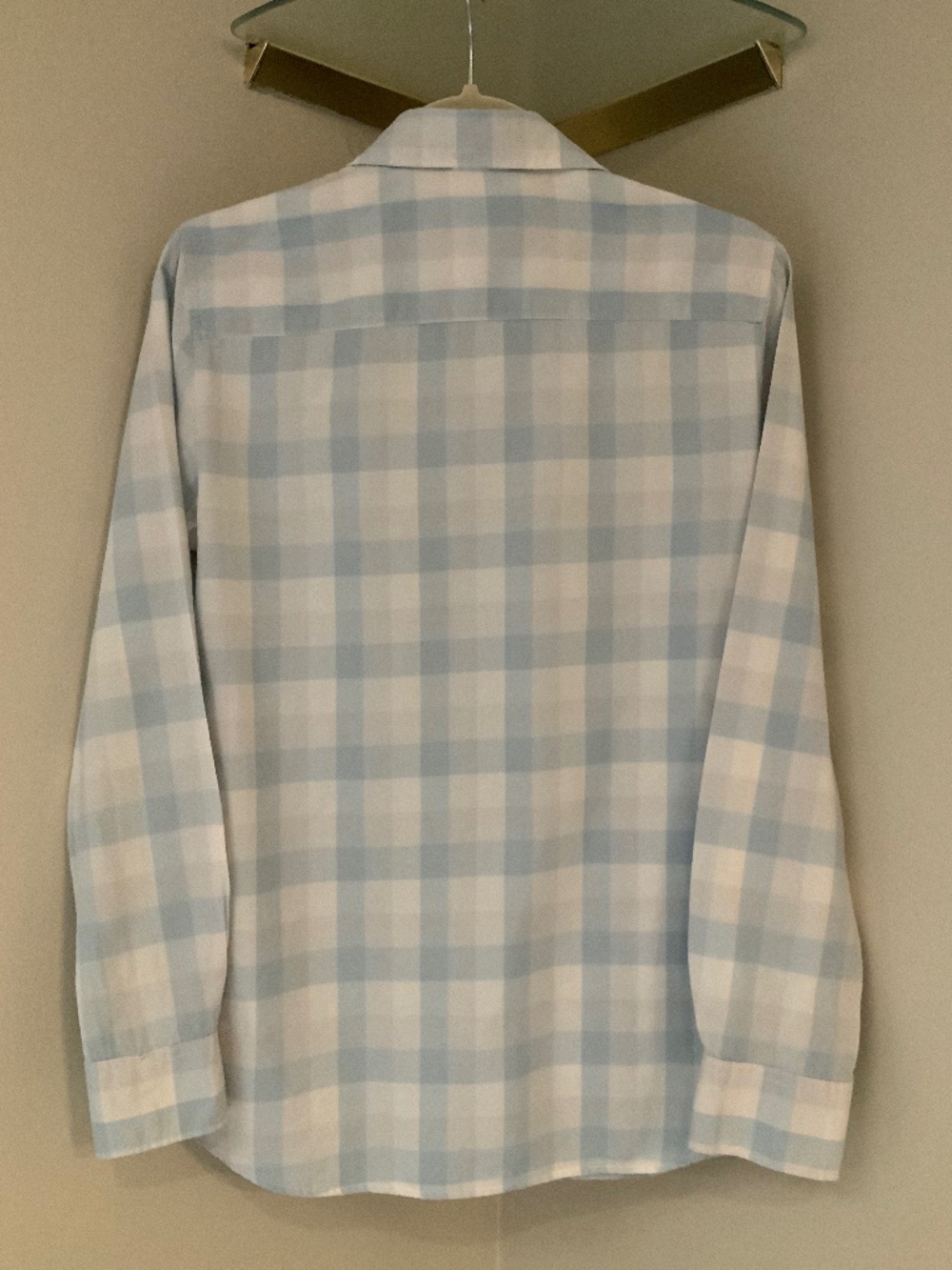 Gap Blue White M Fitted Boyfriend Long Sleeve Button up Plaid Cottagecore - Picture 3 of 10